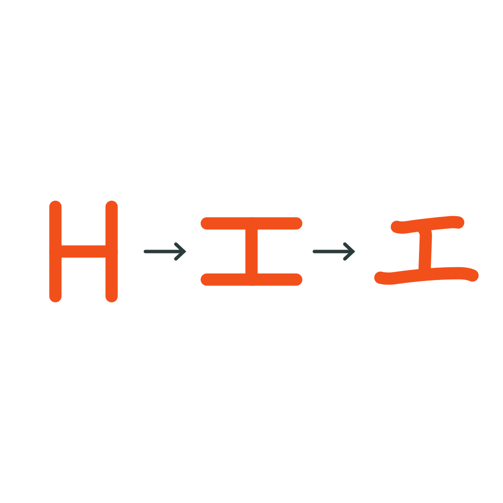 에이치 그림으로 가타카나 에(エ) 외우기